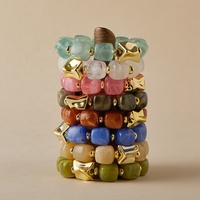 Pulseras Elásticas de Acrílico con Cuentas Gruesas Efecto Marmolado para Mujer, Lujosas y Coloridas, de Resina Geométrica, Venta al por Mayor