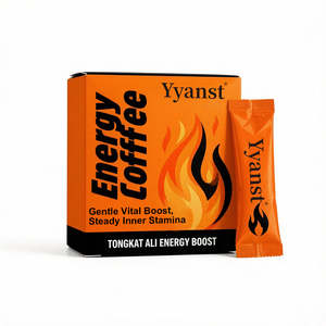 Café Energético Tongkat Ali de Marca Privada OEM, Impulso Vital Suave, Resistencia, 10g*10 Sobres, Caja con Diseño de Llama Naranja, Café Instantáneo - Product Image 1