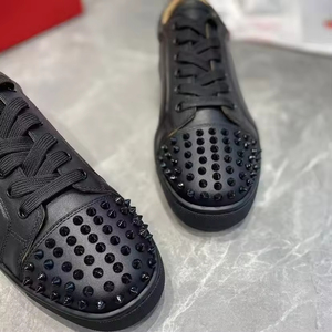 Chất Lượng Hàng Đầu Thời Trang Đinh Tán Thiết Kế Màu Đỏ Đáy Người Đàn Ông Màu Đen Sneakers Da Chính Hãng Thiết Kế Sang Trọng Đi Bộ Giản Dị Giày - Product Image 5