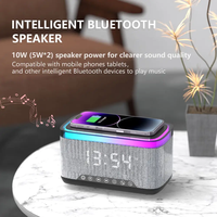 Chargeur sans fil 3 en 1, haut-parleur Bluetooth, charge rapide 15W, lampe RGB, réveil avec alarme lever du soleil, veilleuse colorée pour bureau, cadeau pour enfants et étudiants