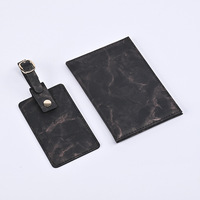 Ensemble porte-cartes de bord en cuir PU avec marquage à chaud, porte-passeport et étiquette de bagage