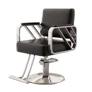 Fauteuil de Barbier Hydraulique Moderne, Chaise de Coiffure en Acier Inoxydable Noir pour Salon de Coiffure - Product Image 1