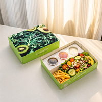 Boîte à emporter en carton biodégradable, écologique, recyclable, avec logo personnalisé imprimé, pour poulet frit, salade, nourriture à emporter