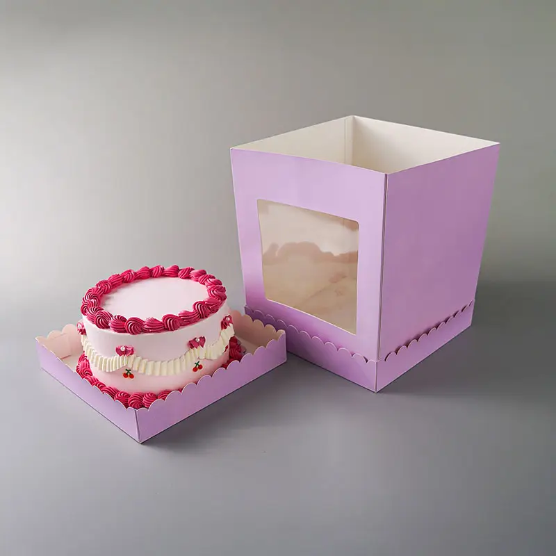 Bánh tùy chỉnh màu sắc các tông hộp giấy có thể tái chế Baking bánh hộp với cửa sổ cho bao bì thực phẩm