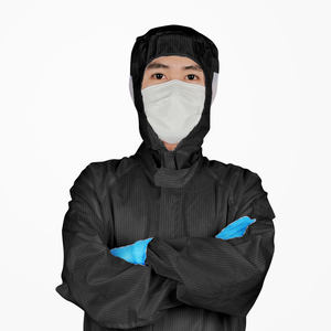 <span class=keywords><strong>ESD</strong></span>ストライプスタイル帯電防止黒色軽量クリーンルームカバーオール（耳ネット付き、電子工場向け） - Product Image 5