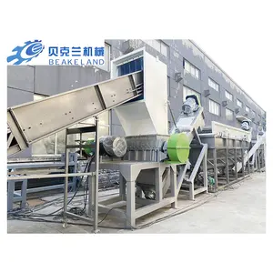 PE LLDPE stretch film plastic grinding washing recycling machine with shredder grinder washer dryer squeezer 500 kg/h