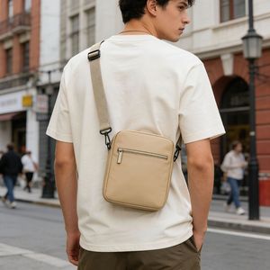 Borsa a tracolla mini quadrata da <span class=keywords><strong>uomo</strong></span> tinta unita, casual, leggera, per cellulare, stile urbano - Product Image 4