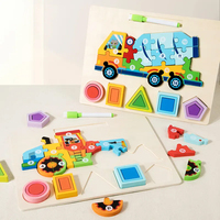Blocs de puzzle éducatifs en forme de dinosaure pour enfants, jouets d'apprentissage de planche à dessin pour garçons et filles