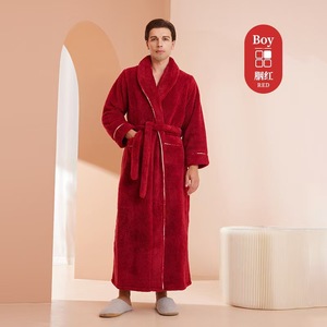 Piyama Mewah Grosir Unisex Bahan Microfiber Lembut Warna Solid dengan Kantong Lengan Panjang Ukuran Besar untuk Pakaian Rumah 300gsm - Product Image 2