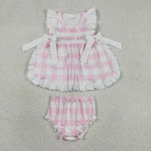 GBO0495 rts Sin Pedido Mínimo Conjunto de Ropa Casual para Niña Pequeña, Lazos Blancos y Rosas, Bordado 'Mama's Girl', Pantalones Cortos, Venta al Por Mayor para Niños - Product Image 1
