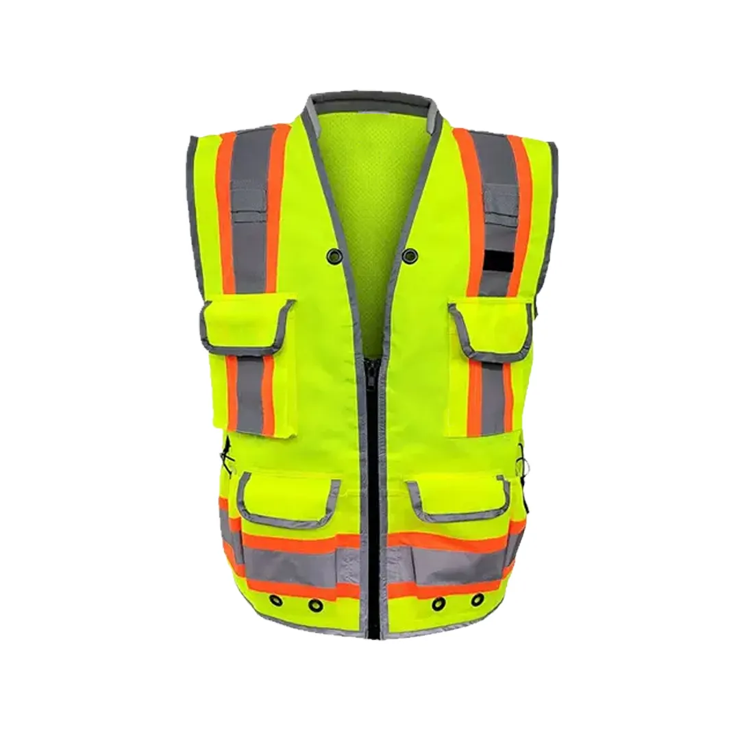 Tùy chỉnh ấm áp và Windproof kỹ thuật Hi VIS an toàn khả năng hiển thị cao phản quang an toàn Áo Jacket softshell với túi