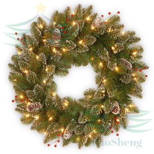Guirnalda Navideña Preiluminada con LED, Decoración Artificial para Puerta, Adorno Navideño para el Hogar, Venta al por Mayor de Fábrica - Product Image 6