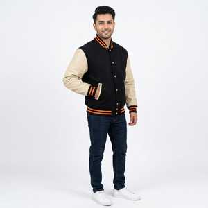 Letterman Varsity <b>Baseball</b> <b>Bomber</b> <b>Jacket</b> Genuine Leather Wool Body Canvas Sleeves Stand Custom Team Colors OEM Service Available - Product Image 1