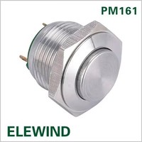 ELEWIND Bouton-poussoir électronique momentané (1NO) en acier inoxydable nickelé, laiton, IP65 IK08 36VDC 2A CE ROHS