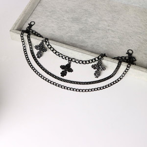 โซ่คาดเอวแบบไขว้ สีดำ โลหะผสมสังกะสี ตกแต่งด้วยรูปกากบาทหลายชั้น สไตล์ฮิปฮอป เครื่องประดับสำหรับใส่ทุกวัน - Product Image 4