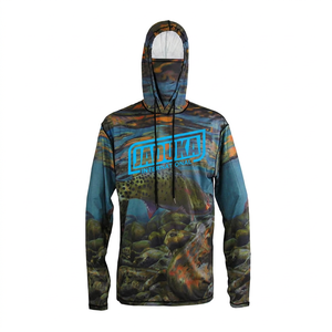 Haut de performance de pêche personnalisé à capuche, séchage rapide UV, protection UPF 50 anti-UV, pour la pêche en mer et la pêche à la mouche, par sublimation en usine - Product Image 1