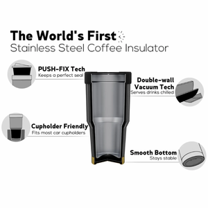 Enfriador de acero inoxidable 18/8 con aislamiento al vacío de 30oz de doble pared, ideal para café helado, funciona como enfriador de manga de vaso - Product Image 3