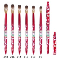 Pinceau à ongles en acrylique style Noël, bonne qualité, manche rouge vison, pour gel, manucure et dessin