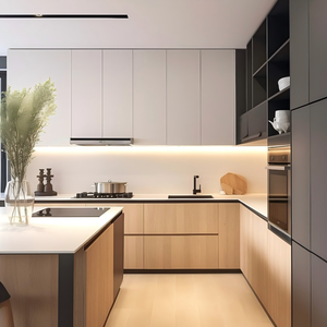 Armoires de cuisine écologiques personnalisées Kowod avec finition résistante à l'eau, armoires modulaires pour appartements urbains en Asie du Sud-Est - Product Image 1