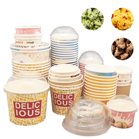 Gobelet jetable à paroi simple pour desserts animaux, yaourts, crèmes glacées, avec impression personnalisée et couvercle transparent, pour magasins, cafés et fêtes