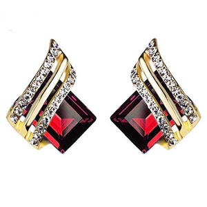Pendientes de cristal verde dorado con forma geométrica de princesa, joyería de moda con diamantes de imitación para mujer, para fiesta - Product Image 6