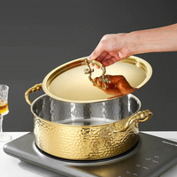 Marmite de cuisson en acier inoxydable 304 martelé argent et or de haute qualité, 26/28/30/32 cm, avec couvercle, pour la cuisine quotidienne – Meilleures ventes