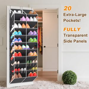 Organisateur de chaussures à suspendre sur la porte, 20 poches, support de rangement suspendu pour placard, porte-chaussures avec crochets, forme rectangulaire - Product Image 3
