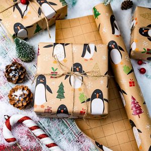MAYPLUSS Christmas Wrapping Paper Roll 17in X 33ft Kraft Paper Cute Penguin Tree Pattern Gift <b>Wrap</b> for Holiday Season - Product Image 2