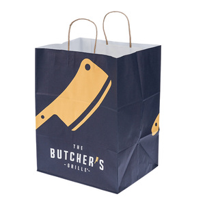 Bolsas de Papel Kraft Personalizadas para Comida para Llevar, Bolsas de Papel Coloridas con Asa - Product Image 1