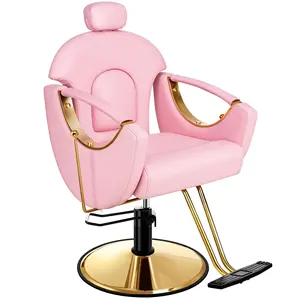 Pink Barbershop Stuhl Liegender Gold Friseurs tuhl Für Haars tylist Drehbarer Salon Styling Stuhl Möbel Großhandel