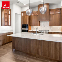 Armoire de rangement grande capacité Alland Half House, meubles de cuisine modernes en bois massif chêne rouge avec porte vitrée, buffet en bois pour cuisine