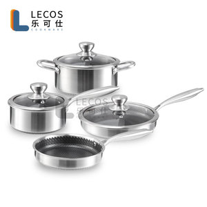 LECOS 2025, lo último en ollas y sartenes triples de inducción antiadherentes de doble panal, juegos de utensilios de cocina de acero inoxidable, proveedor antiadherente - Product Image 6