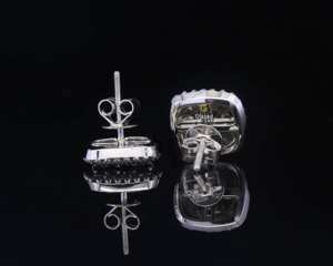 Nuevos pendientes glamurosos elaborados con Plata de Ley 925 y diamantes de moissanita de corte brillante redondo para mujer - Product Image 3