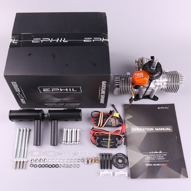 EPHIL XG-40cc-T PRO Model Airplane Gasoline Engine with Electric Starter Twin Opposed Cylinders Fixed-Wing