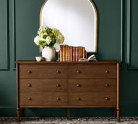 Commode RHpreeminent en chêne brun de style américain moderne, commode à 6 tiroirs de taille personnalisable, armoire de rangement de luxe en bois massif pour chambre principale