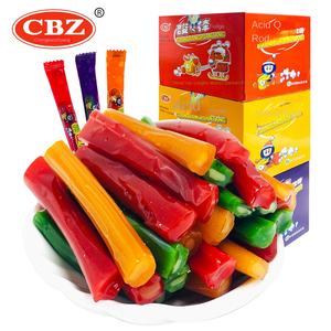 Bâtonnets de sucre enrobés d'acide Q Bar, saveur de bonbons gélifiés fruités, faible teneur en sucre, bonbons nostalgiques, en-cas, paquets individuels, décorations de célébrités - Product Image 6
