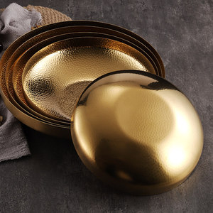 Plato hondo redondo de acero inoxidable 304 con acabado martillado, plato para servir para fiestas, hogar y cocina. - Product Image 3