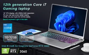 Más barato Gaming Laptop Notebook 16 pulgadas Win11 RAM 16GB 512GB SSD Intel i7 12th computadora