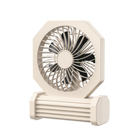 Ventilateur de bureau multifonctionnel alimenté par USB avec éclairage et batterie externe, ventilateur de table portable pour extérieur, moteur sans balais 5 vitesses avec logo