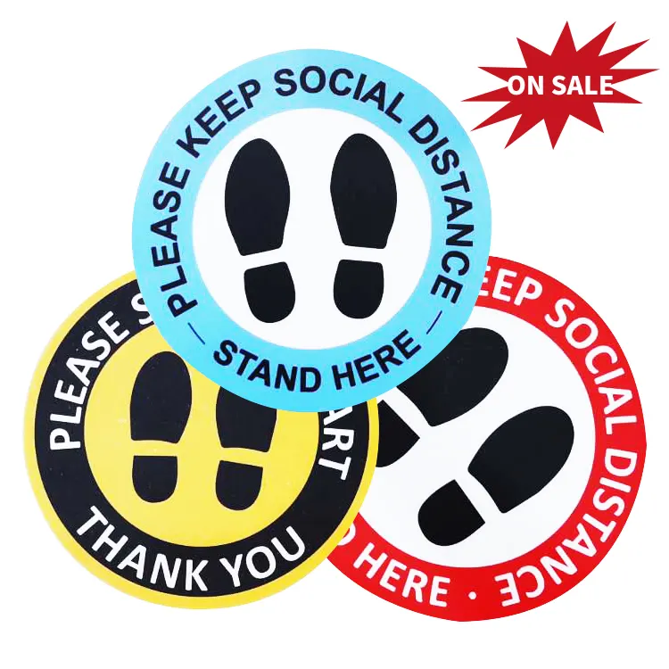 Stickers Decals Custom Design Keep Social Distance Safety Sign Warning Floor Sticker Decals Line Up