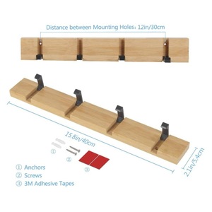 Wooden Concealed Hook Foldable Coat Rack <b>Wall</b> Mounted 15.8in Minimalist Design Living Room Door Back <b>Hanging</b> <b>Storage</b> - Product Image 1
