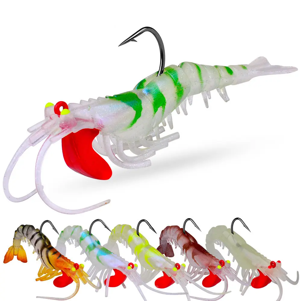 Lead hook luminous shrimp five section sinking soft shrimp with sinker segmented bait wholesale