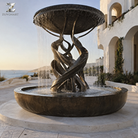 Fontaine sculpturale en bronze moulée à la main, cascade d'eau à plusieurs niveaux avec patine antique pour hôtel, cour, jardin, villa, place publique, aménagement paysager