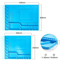 Tapis de réparation bleu 45x30cm, isolation thermique, antistatique, magnétique, en silicone, pour les réparations domestiques quotidiennes