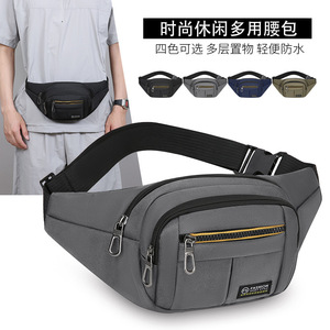 Men's Fanny Pack Multi Functional Lightweight Sports Waist Bag Dark Blue Large Capacity Outdoor Casual Simple Shoulder Bag - Product Image 5