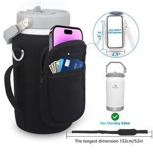 Pour Stanley Iceflow Flip Straw Jug 64 oz – Housse de transport pour bouteille d'eau avec sangle et pochette pour téléphone - Product Image 4
