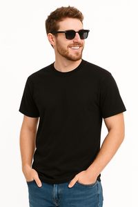 เสื้อยืดคอกลมแขนสั้นผ้าคอตตอนเจอร์ซีย์เนื้อหนาทรงปกติสำหรับผู้ชาย สีขาวล้วน ขายดี - Product Image 3