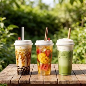 Gobelets en plastique PP transparents à fond plat, anti-fuite, jetables, écologiques, personnalisables avec logo, givrés, 90 mm, 260-1000 ml, vente en gros - Product Image 4