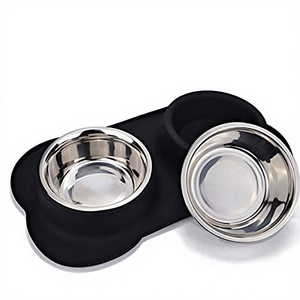 <span class=keywords><strong>Purina</strong></span> chat Double dîner Double bol pour animaux de compagnie bol en acier inoxydable pour chat et <span class=keywords><strong>chien</strong></span> Double bol d'eau pour animaux de compagnie bol antidérapant pour animaux de compagnie - Product Image 1