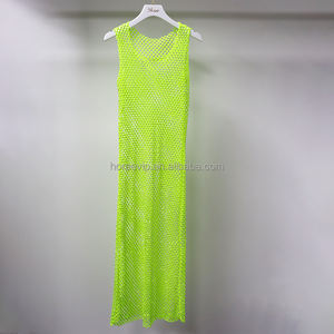 HM018 <span class=keywords><strong>Grand</strong></span> Trou Voir À <span class=keywords><strong>Travers</strong></span> Robe En Maille Robe De <span class=keywords><strong>Plage</strong></span> Couvrir Strass Net Tissu Couverture Ups Vêtements De <span class=keywords><strong>Plage</strong></span> - Product Image 3